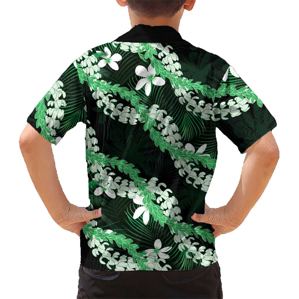 Puakenikeni Maile Lei Family Matching Summer Maxi Dress and Hawaiian Shirt Frangipani Green Tropical Leaves LT01 - Polynesian Pride