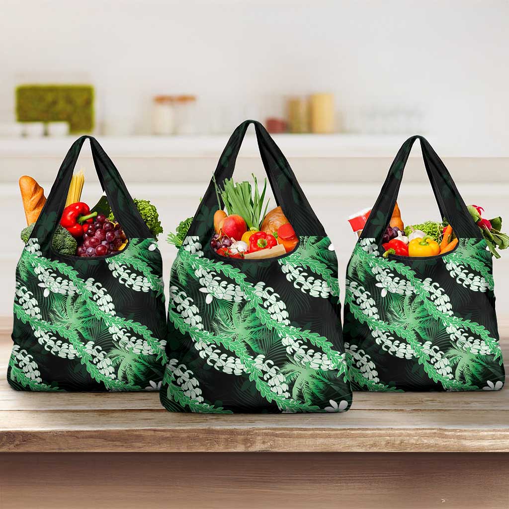 Puakenikeni Maile Lei Grocery Bag Frangipani Green Tropical Leaves