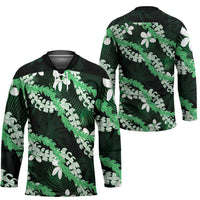 Puakenikeni Maile Lei Hockey Jersey Frangipani Green Tropical Leaves