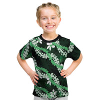 Puakenikeni Maile Lei Kid T Shirt Frangipani Green Tropical Leaves