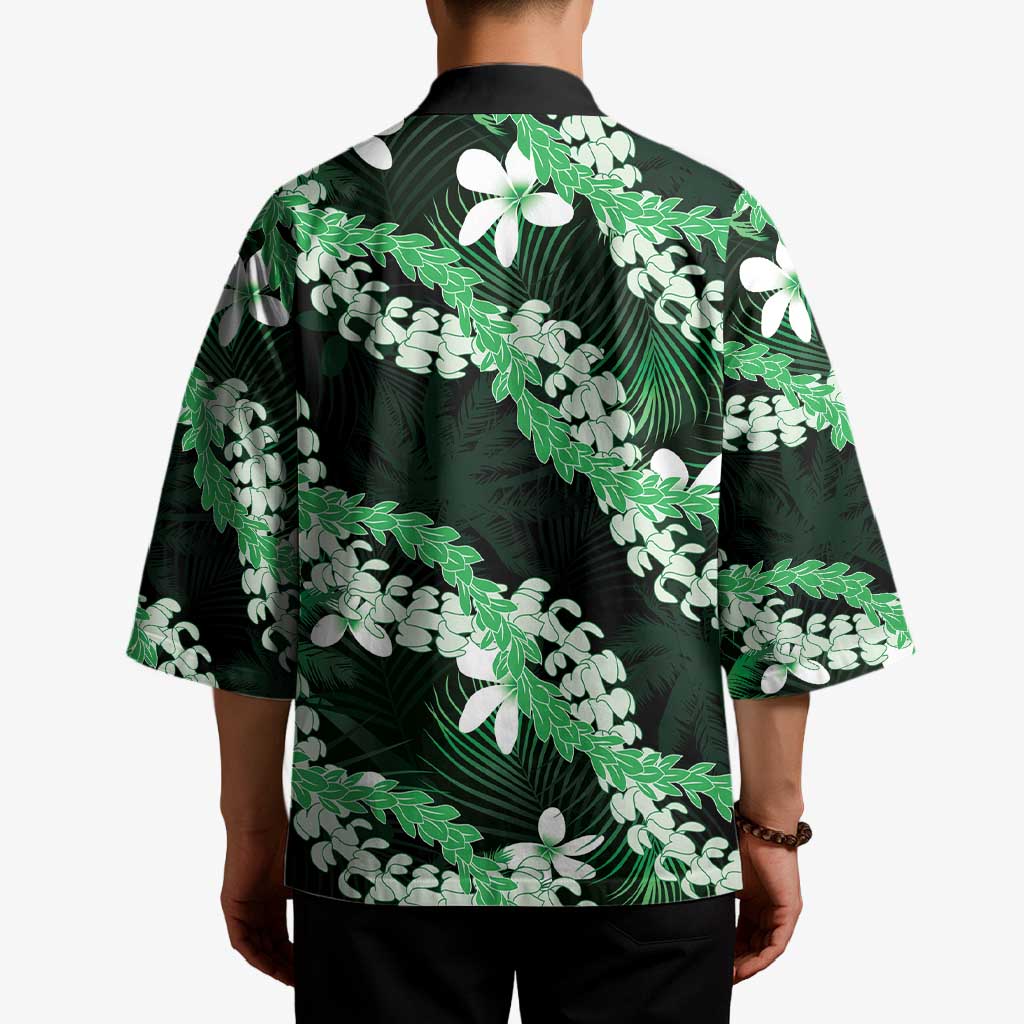 Puakenikeni Maile Lei Kimono Frangipani Green Tropical Leaves
