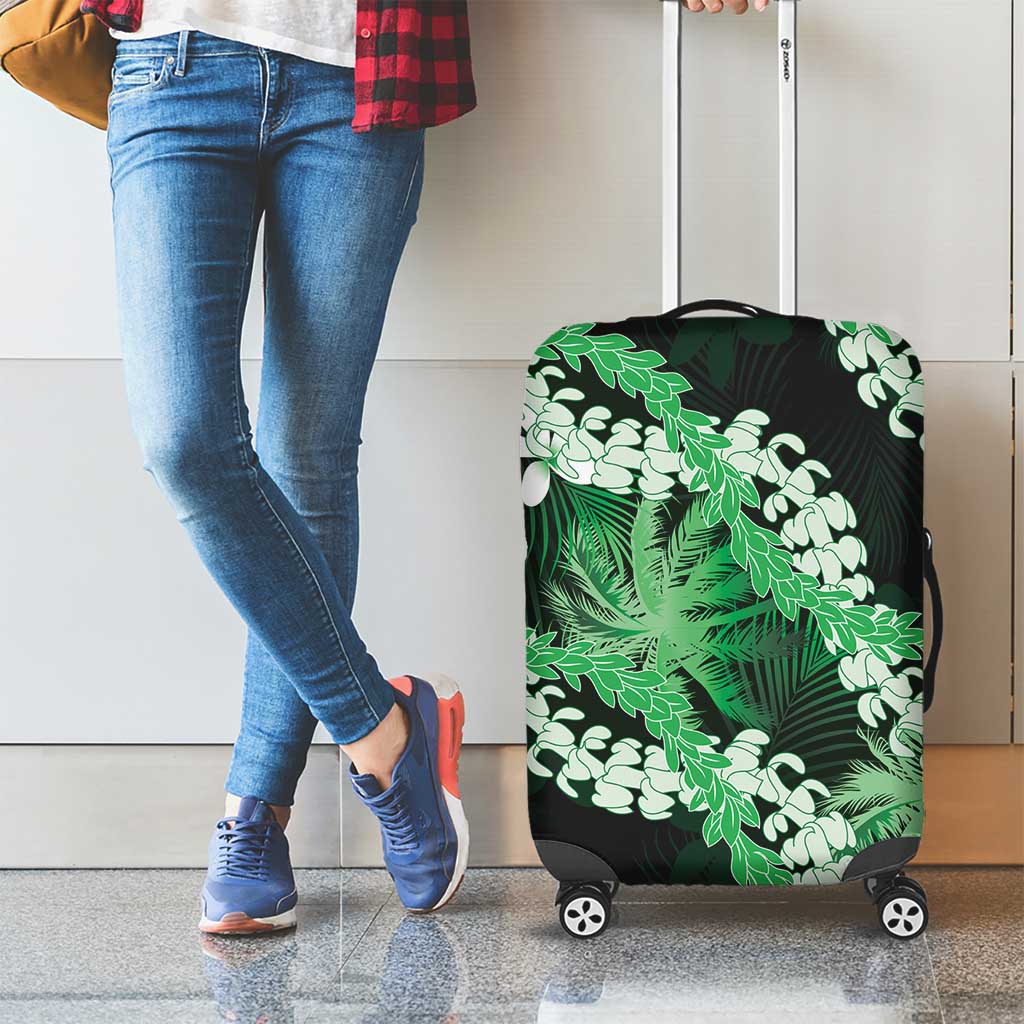 Puakenikeni Maile Lei Luggage Cover Frangipani Green Tropical Leaves LT01 - Polynesian Pride