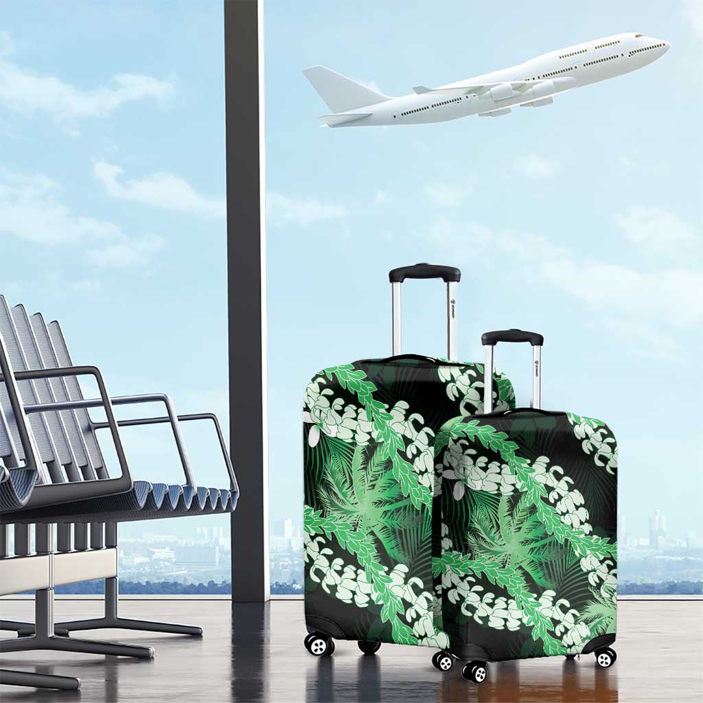 Puakenikeni Maile Lei Luggage Cover Frangipani Green Tropical Leaves LT01 - Polynesian Pride