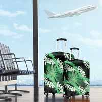 Puakenikeni Maile Lei Luggage Cover Frangipani Green Tropical Leaves LT01 - Polynesian Pride