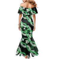 Puakenikeni Maile Lei Mermaid Dress Frangipani Green Tropical Leaves LT01 - Polynesian Pride