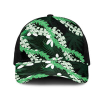 Puakenikeni Maile Lei Mesh Trucker Cap Frangipani Green Tropical Leaves