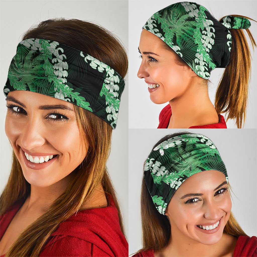 Puakenikeni Maile Lei Neck Gaiter Frangipani Green Tropical Leaves
