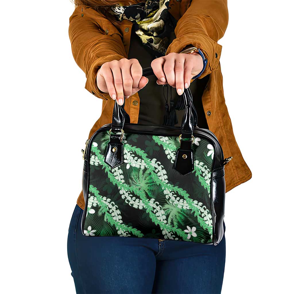 Puakenikeni Maile Lei Shoulder Handbag Frangipani Green Tropical Leaves