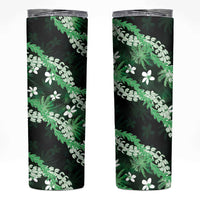 Puakenikeni Maile Lei Skinny Tumbler Frangipani Green Tropical Leaves LT01 Green - Polynesian Pride
