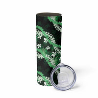 Puakenikeni Maile Lei Skinny Tumbler Frangipani Green Tropical Leaves LT01 - Polynesian Pride