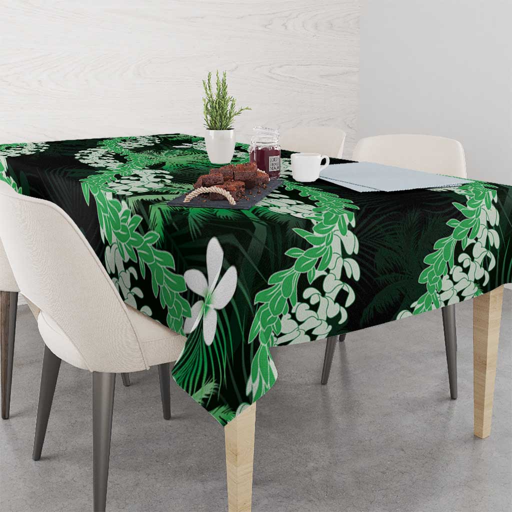 Puakenikeni Maile Lei Tablecloth Frangipani Green Tropical Leaves