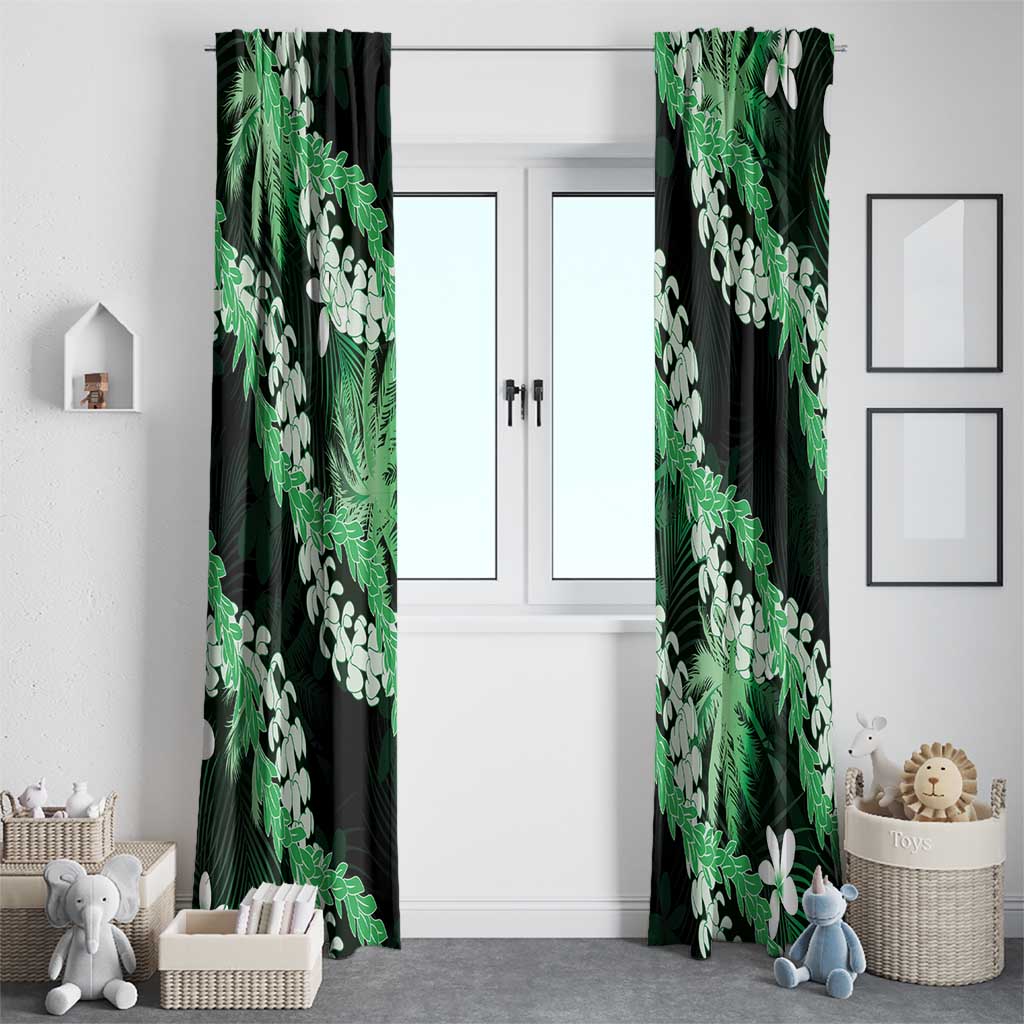 Puakenikeni Maile Lei Window Curtain Frangipani Green Tropical Leaves