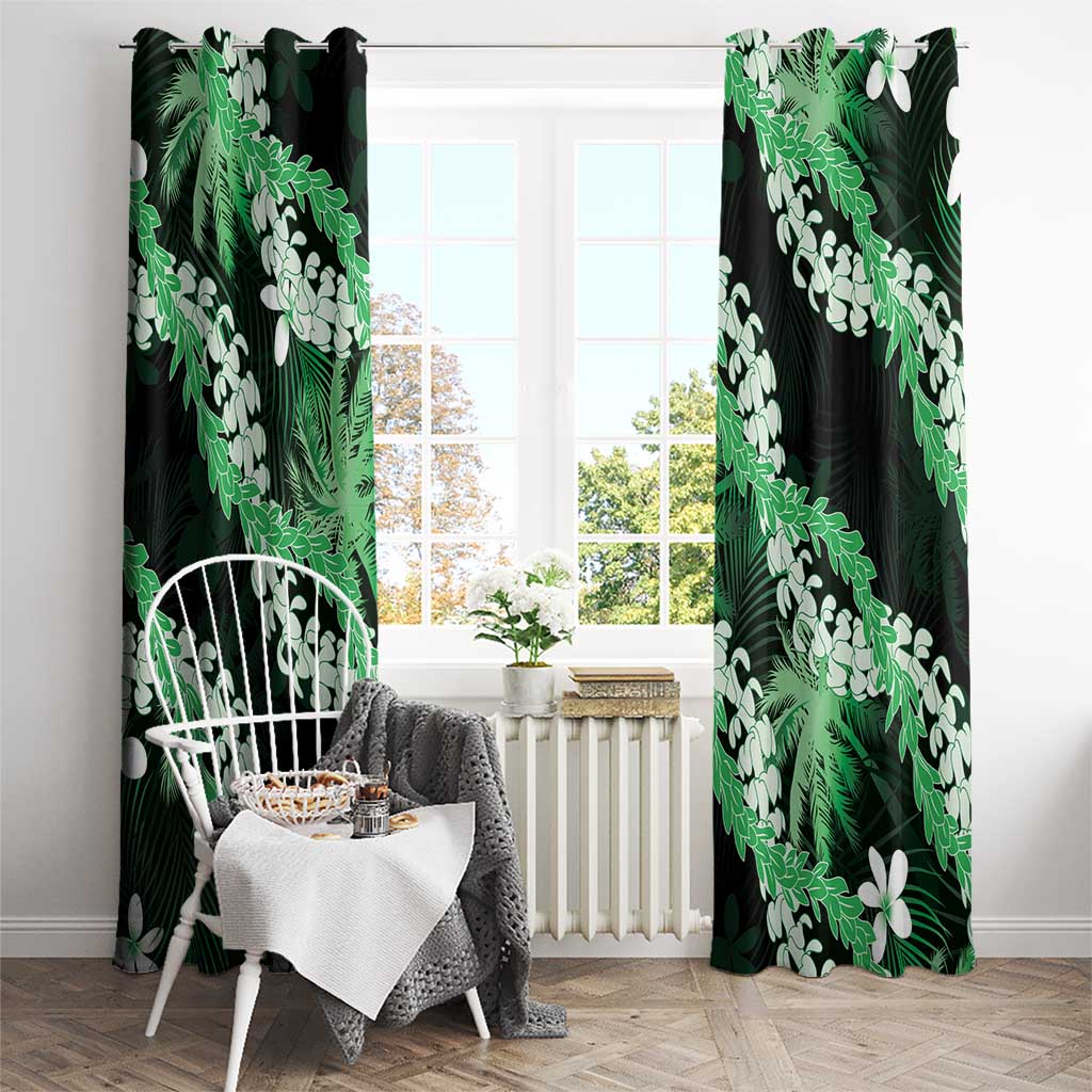 Puakenikeni Maile Lei Window Curtain Frangipani Green Tropical Leaves