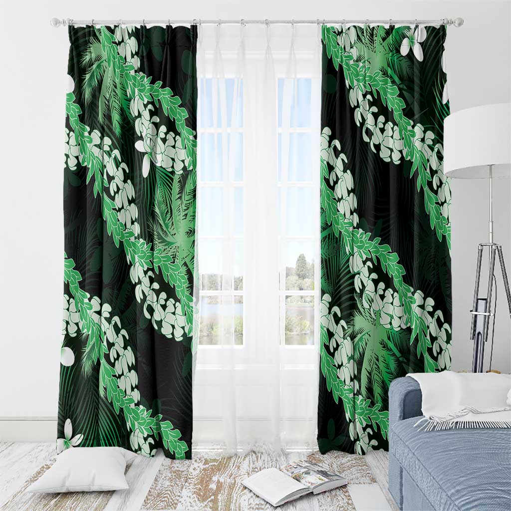 Puakenikeni Maile Lei Window Curtain Frangipani Green Tropical Leaves