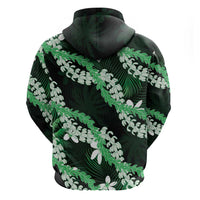 Puakenikeni Maile Lei Zip Hoodie Frangipani Green Tropical Leaves LT01 - Polynesian Pride