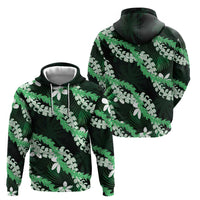 Puakenikeni Maile Lei Zip Hoodie Frangipani Green Tropical Leaves LT01 - Polynesian Pride