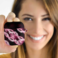 Puakenikeni Maile Lei AirPods Case Frangipani Pink Tropical Leaves