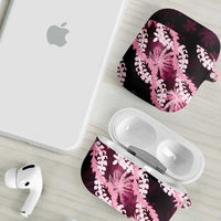 Puakenikeni Maile Lei AirPods Case Frangipani Pink Tropical Leaves