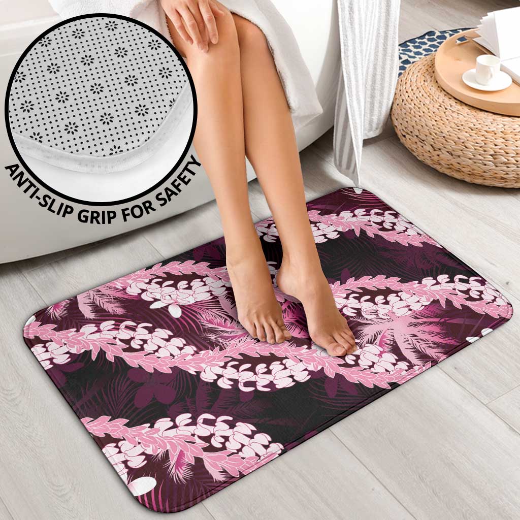 Puakenikeni Maile Lei Bathroom Set Frangipani Pink Tropical Leaves