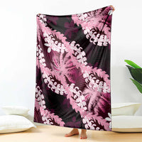 Puakenikeni Maile Lei Blanket Frangipani Pink Tropical Leaves LT01 - Polynesian Pride