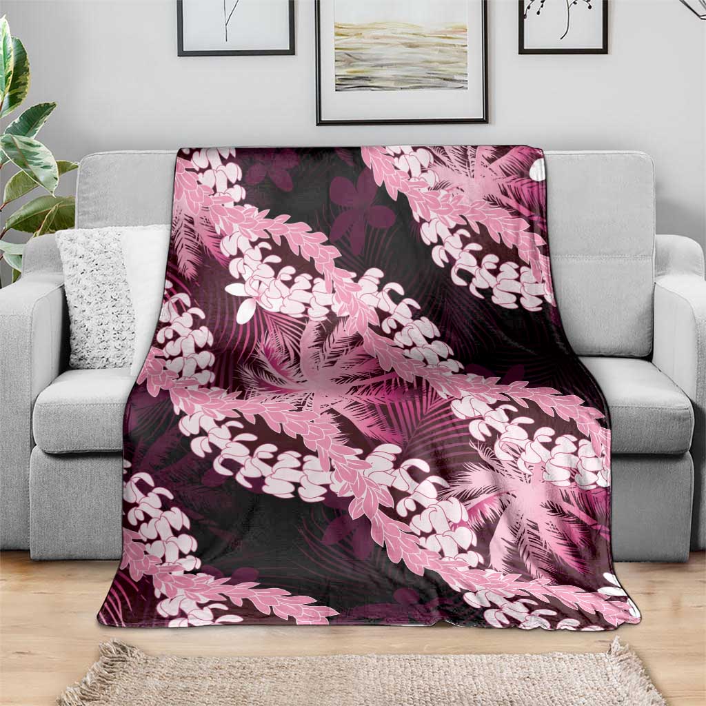 Puakenikeni Maile Lei Blanket Frangipani Pink Tropical Leaves LT01 - Polynesian Pride