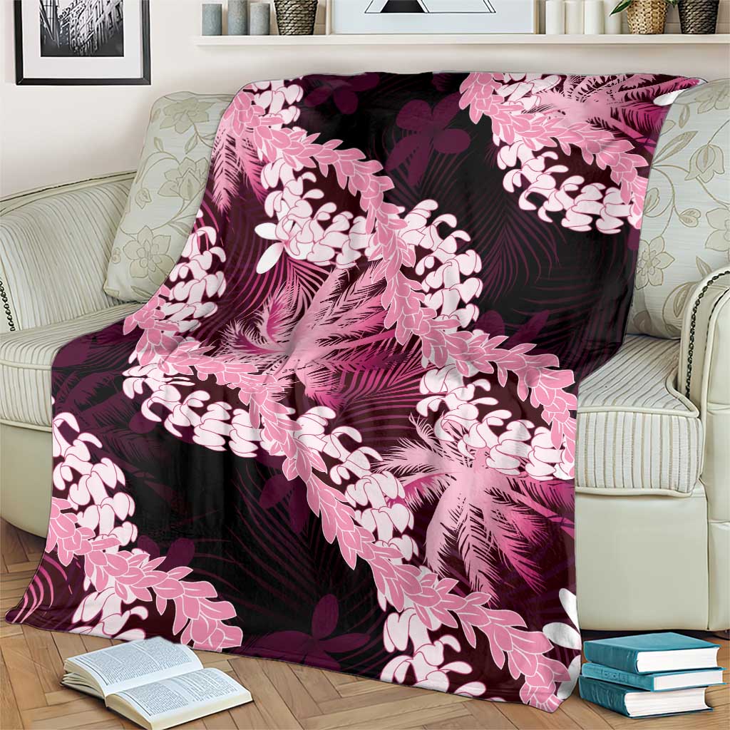 Puakenikeni Maile Lei Blanket Frangipani Pink Tropical Leaves LT01 - Polynesian Pride