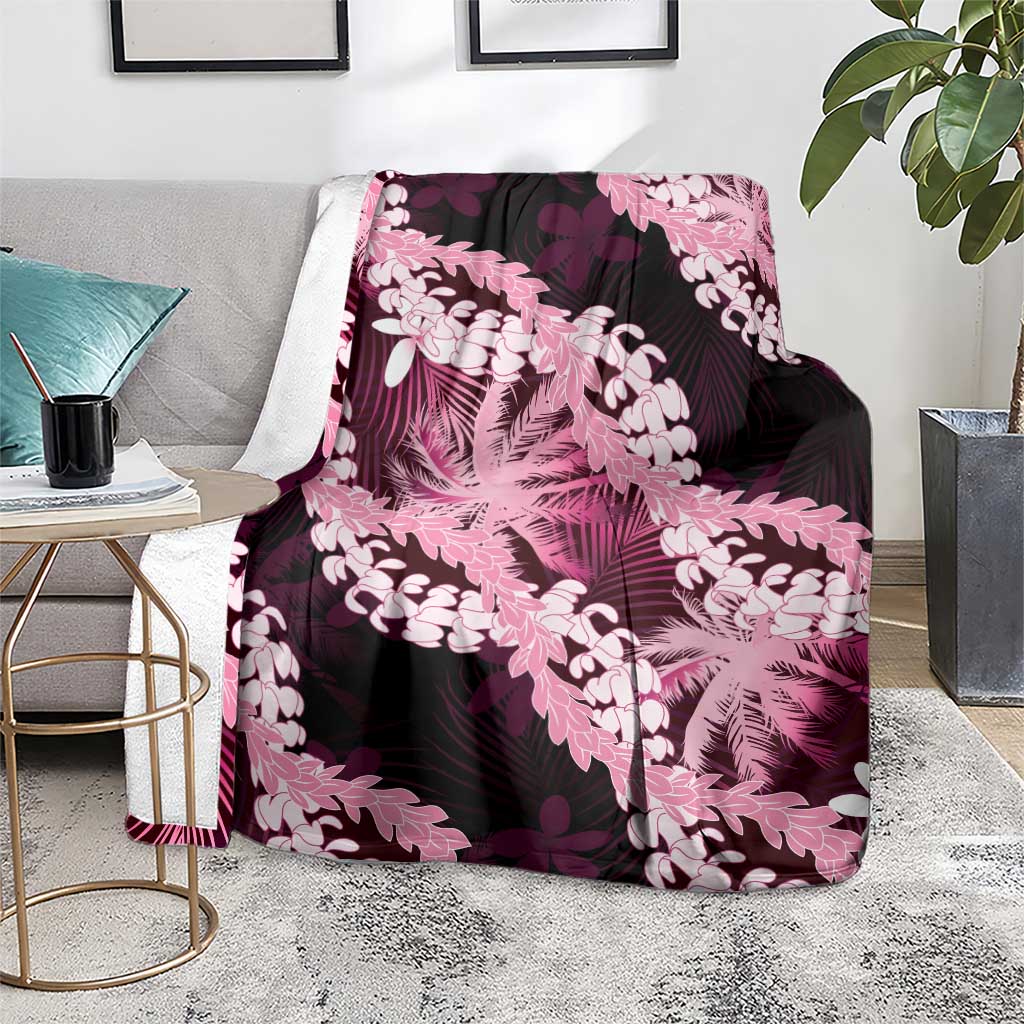 Puakenikeni Maile Lei Blanket Frangipani Pink Tropical Leaves LT01 - Polynesian Pride