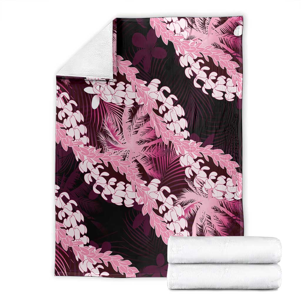 Puakenikeni Maile Lei Blanket Frangipani Pink Tropical Leaves LT01 - Polynesian Pride