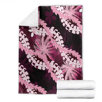 Puakenikeni Maile Lei Blanket Frangipani Pink Tropical Leaves LT01 - Polynesian Pride