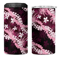 Puakenikeni Maile Lei 4 in 1 Can Cooler Tumbler Frangipani Pink Tropical Leaves LT01 One Size: 16 oz Pink - Polynesian Pride