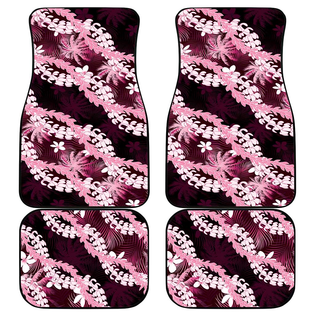 Puakenikeni Maile Lei Car Mats Frangipani Pink Tropical Leaves LT01 - Polynesian Pride