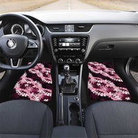 Puakenikeni Maile Lei Car Mats Frangipani Pink Tropical Leaves LT01 Set 2pcs - Front Pink - Polynesian Pride