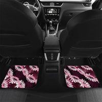 Puakenikeni Maile Lei Car Mats Frangipani Pink Tropical Leaves LT01 Set 2pcs - Back Pink - Polynesian Pride
