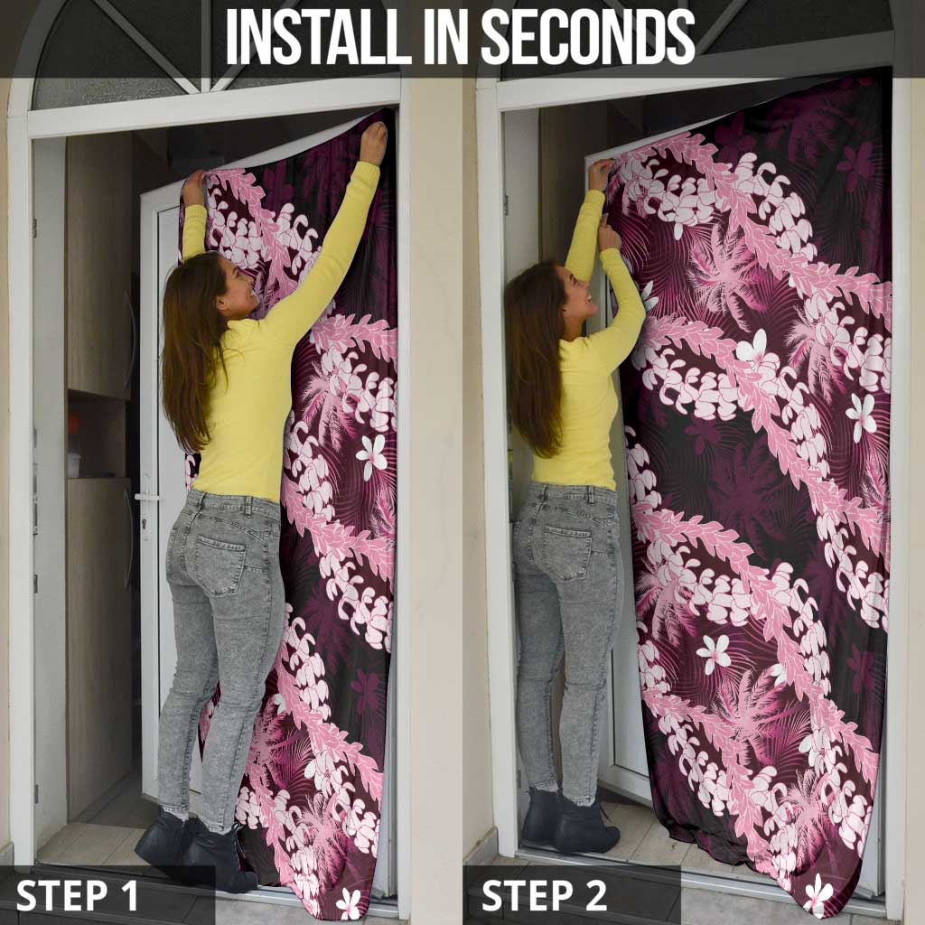 Puakenikeni Maile Lei Door Cover Frangipani Pink Tropical Leaves