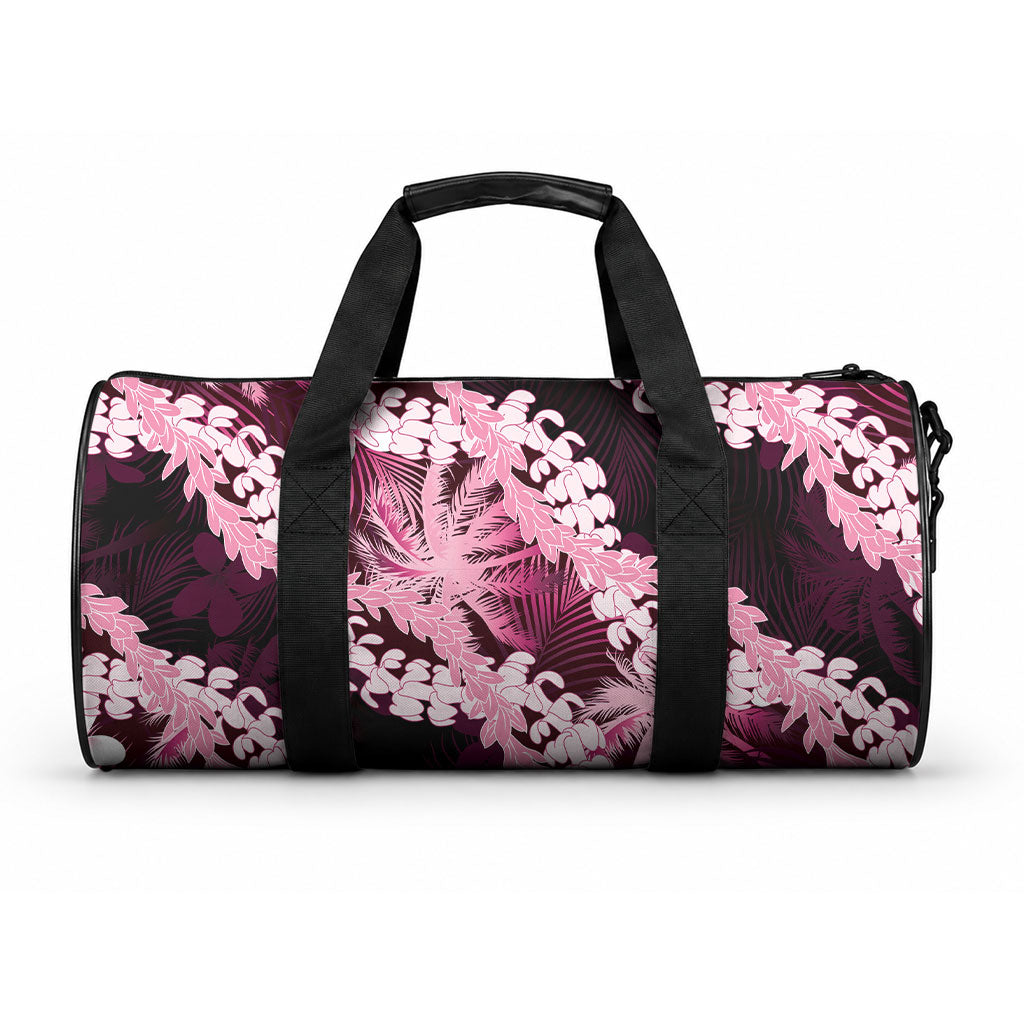 Puakenikeni Maile Lei Duffle Bag Frangipani Pink Tropical Leaves LT01 One size Pink - Polynesian Pride