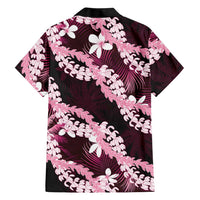 Puakenikeni Maile Lei Family Matching Off Shoulder Maxi Dress and Hawaiian Shirt Frangipani Pink Tropical Leaves LT01 - Polynesian Pride