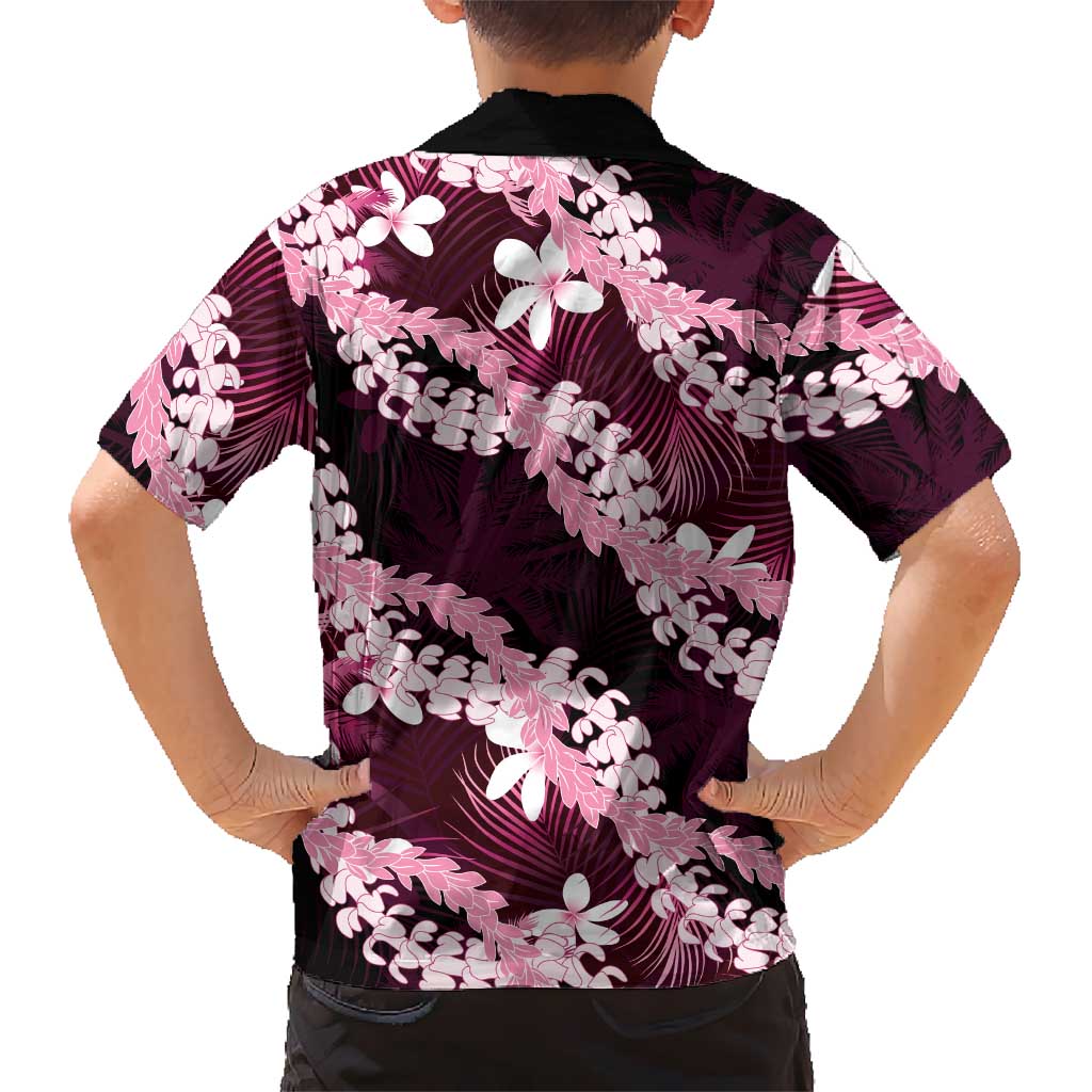 Puakenikeni Maile Lei Family Matching Tank Maxi Dress and Hawaiian Shirt Frangipani Pink Tropical Leaves LT01 - Polynesian Pride