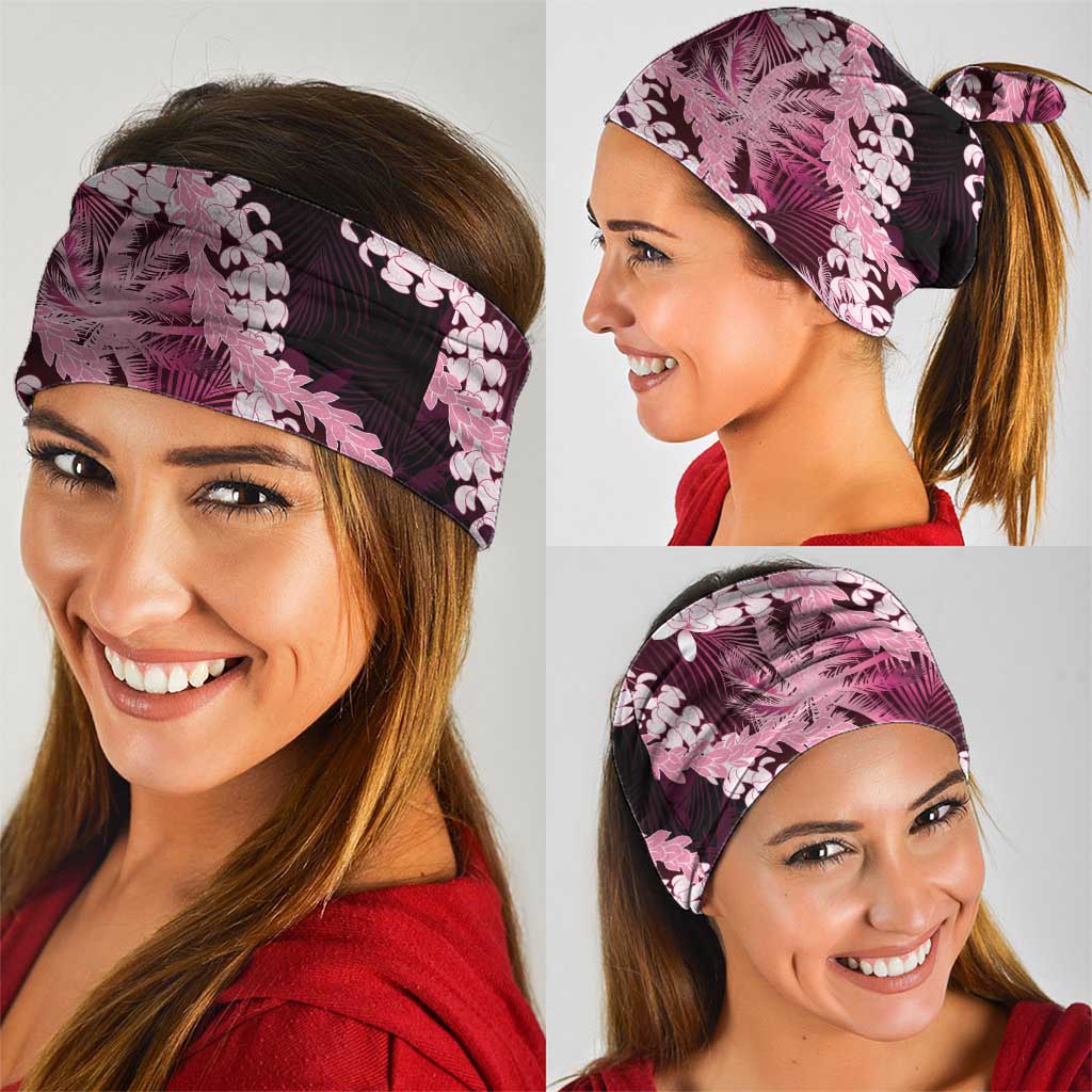 Puakenikeni Maile Lei Neck Gaiter Frangipani Pink Tropical Leaves