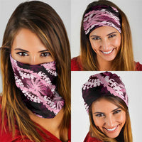 Puakenikeni Maile Lei Neck Gaiter Frangipani Pink Tropical Leaves