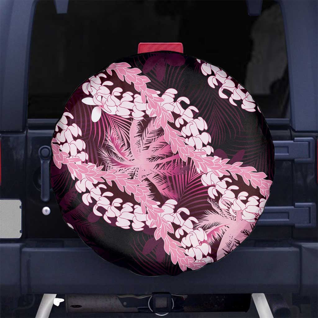 Puakenikeni Maile Lei Spare Tire Cover Frangipani Pink Tropical Leaves LT01 No hole Pink - Polynesian Pride