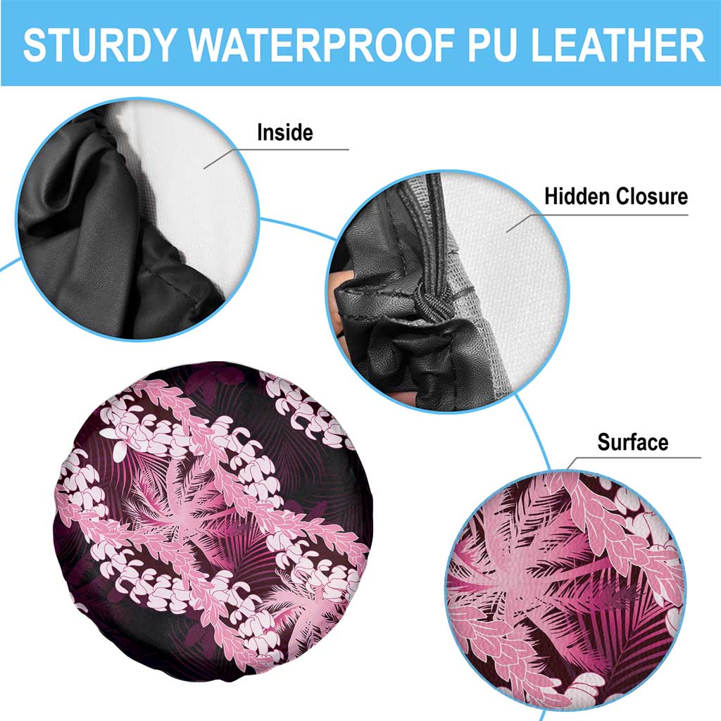 Puakenikeni Maile Lei Spare Tire Cover Frangipani Pink Tropical Leaves LT01 - Polynesian Pride