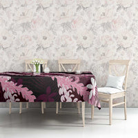 Puakenikeni Maile Lei Tablecloth Frangipani Pink Tropical Leaves