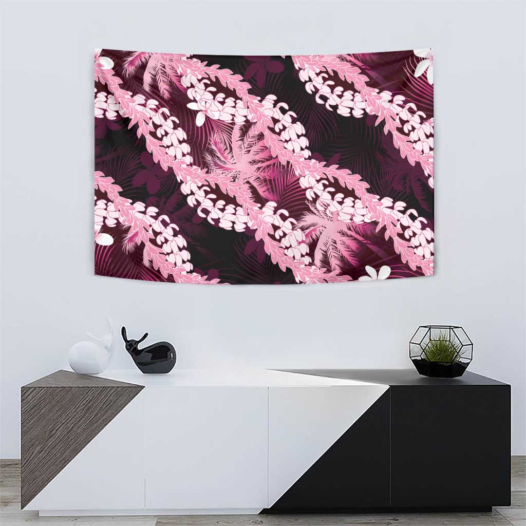 Puakenikeni Maile Lei Tapestry Frangipani Pink Tropical Leaves