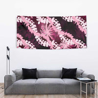 Puakenikeni Maile Lei Tapestry Frangipani Pink Tropical Leaves