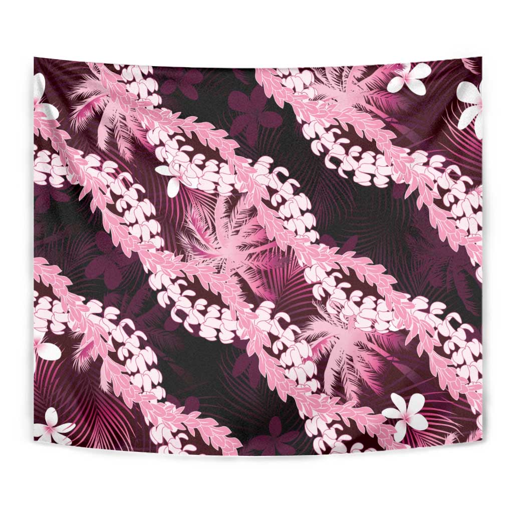 Puakenikeni Maile Lei Tapestry Frangipani Pink Tropical Leaves