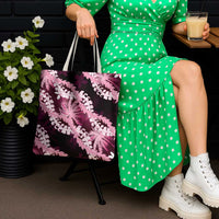 Puakenikeni Maile Lei Tote Bag Frangipani Pink Tropical Leaves