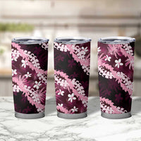 Puakenikeni Maile Lei Tumbler Cup Frangipani Pink Tropical Leaves
