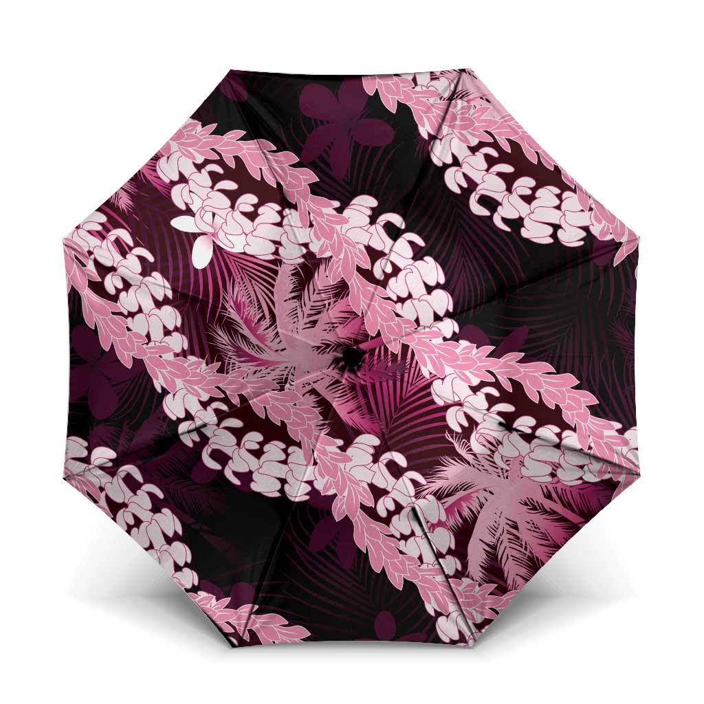 Puakenikeni Maile Lei Umbrella Frangipani Pink Tropical Leaves