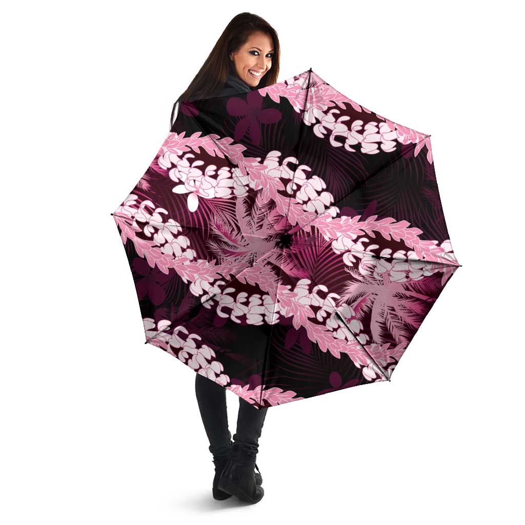 Puakenikeni Maile Lei Umbrella Frangipani Pink Tropical Leaves