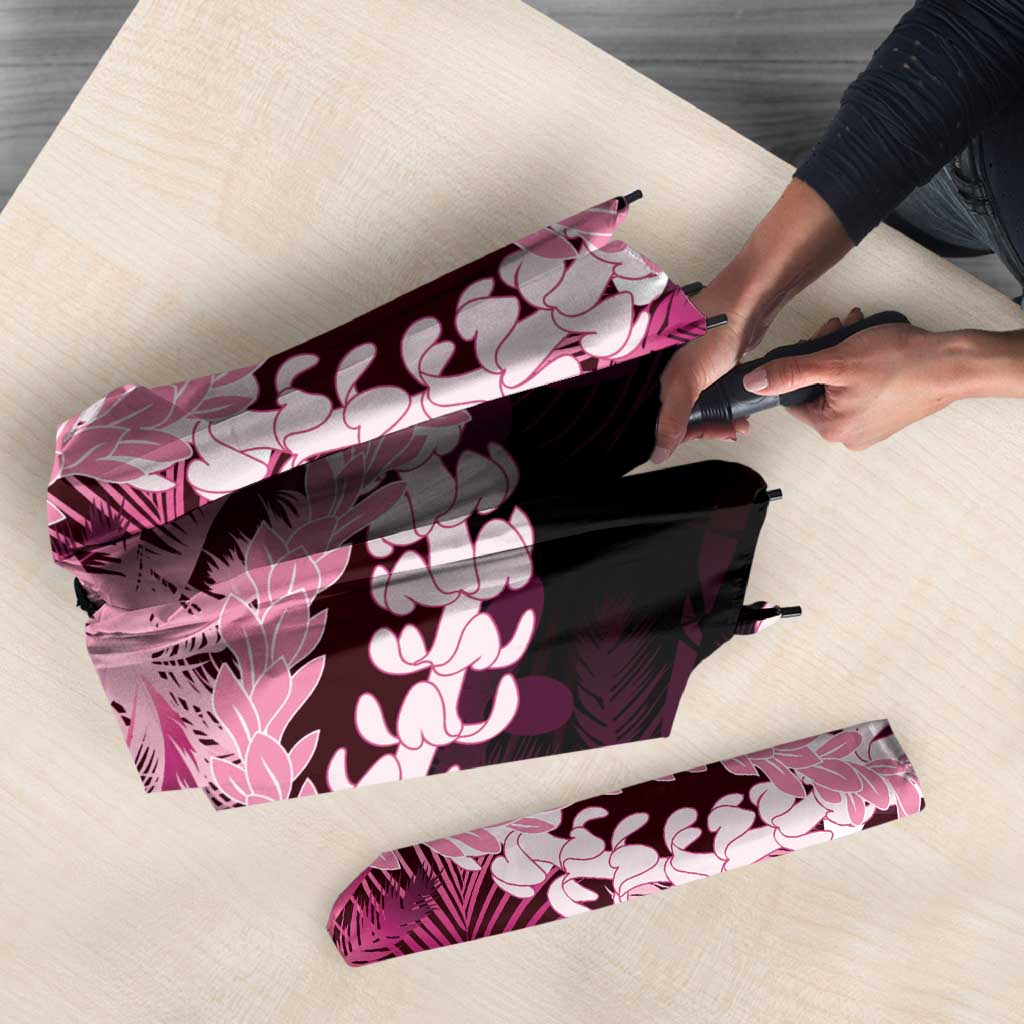 Puakenikeni Maile Lei Umbrella Frangipani Pink Tropical Leaves